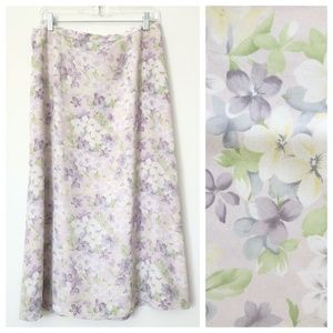 Vintage 90s Pendleton Pastel Purple Floral Midi Skirt‎ Size 14 Petite